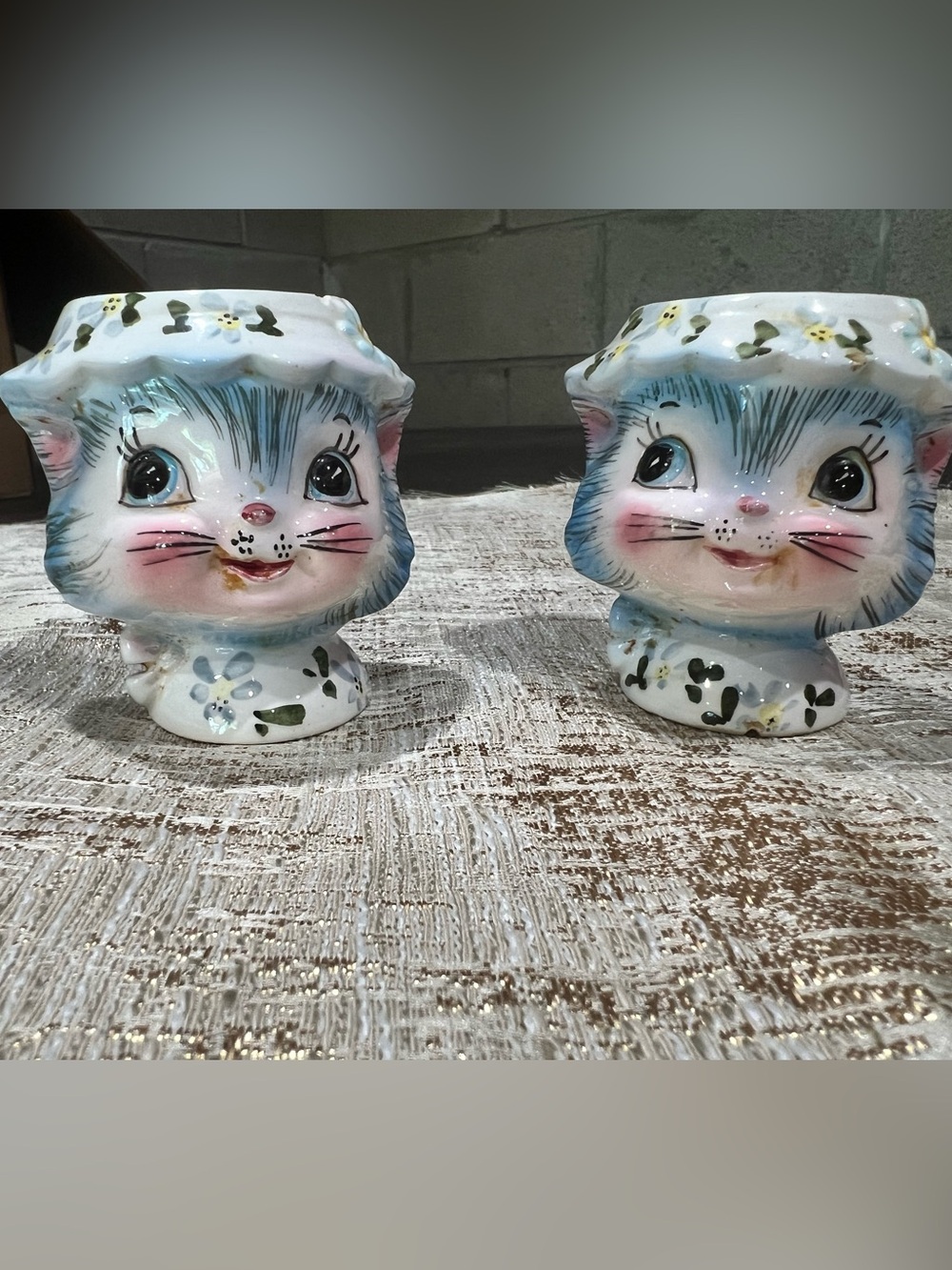 Vintage Lefton Miss Priss Kitty Cat Egg Cups Set
